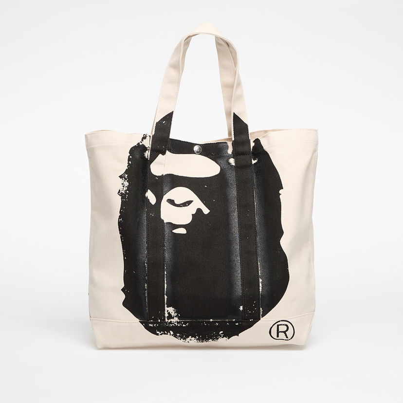 Mulepose BAPE A BATHING APE Big Ape Head Tote Bag Universal Beige | 001BAL801005MIVY
