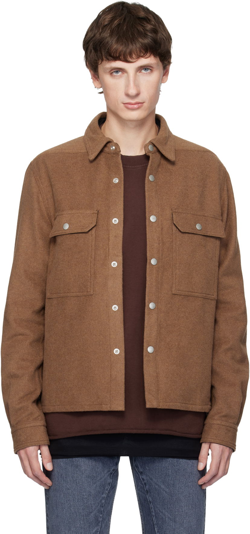 Jakke Rick Owens DRKSHDW Concordians Cropped Overshirt Brun | DL02E2299 CFRTJP