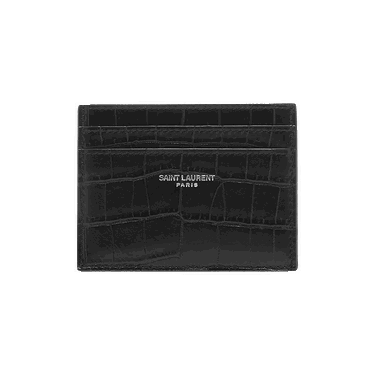 Tegnebog Saint Laurent Embossed Leather Credit Card Case Sort | 375946 DZE0E 1000, 0