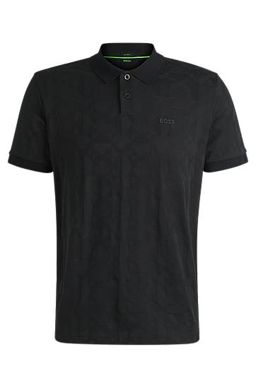 Polo skjorte BOSS BOSS Circle Jacquard Polo Shirt Sort | 50538191