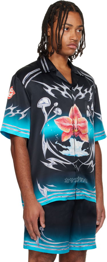 Skjorte Casablanca Casablanca Blades Orchid Mushroom Gradient Short Sleeve Silk Satin Shirt Flerfarvet | M-AW25-SH-003-03, 1