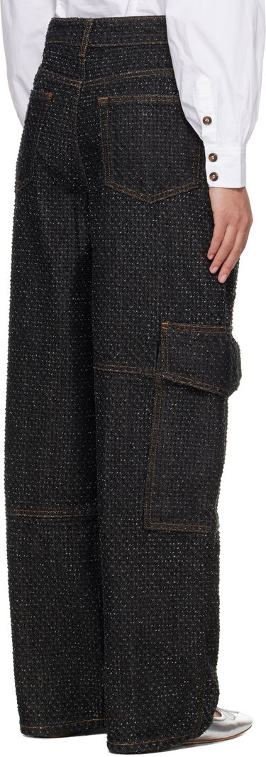 Cargo bukser GANNI GANNI Fluffy Carpenter Jeans Sort | J1617, 2