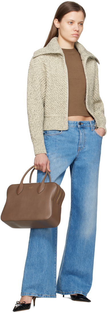 Sweater FERRAGAMO Ferragamo Cotton Diagonal Rib Knit Sweater Beige | 780976, 3