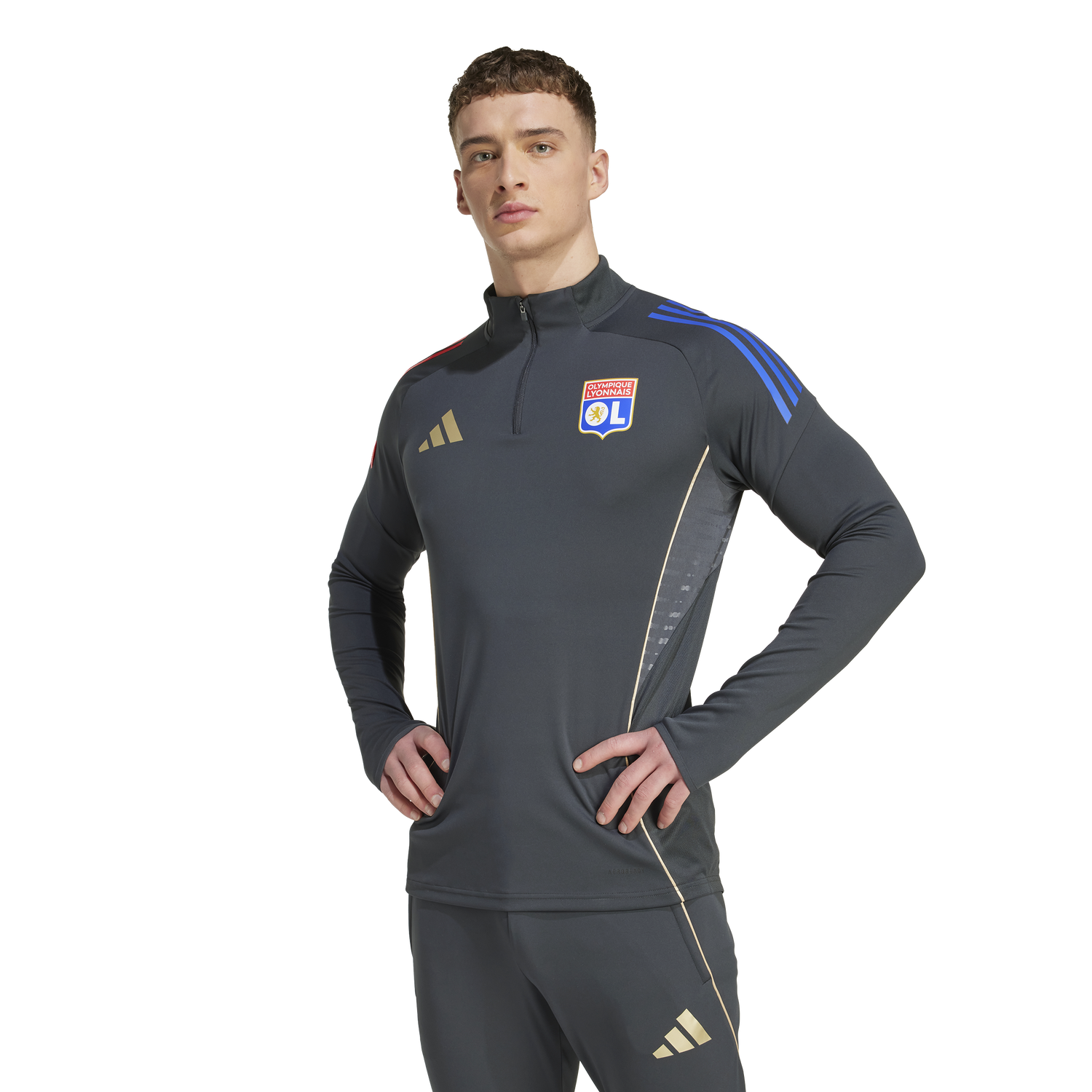 Sweatshirt adidas Performance Olympique Lyon Tiro 25 Competition Training 1/4 Zip Top Grå | JL7747, 1