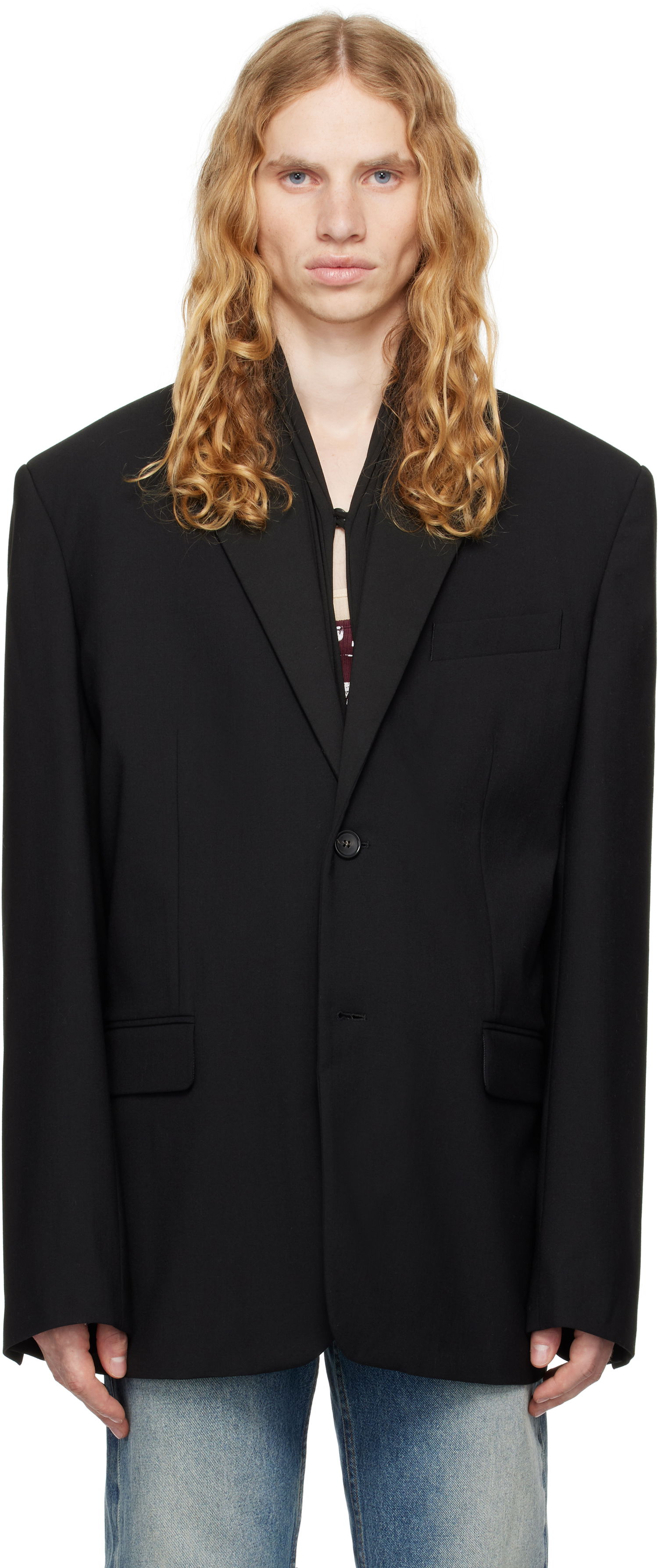 Jakke Y/PROJECT Draped Lapel Blazer Sort | 201BL008, 0