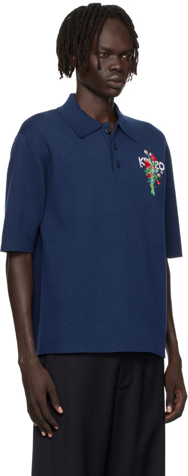 Polo skjorte KENZO Kenzo 'KENZO Archive Bouquet' Embroidered Polo Shirt Mørkeblå | FF65PO7633BG, 1
