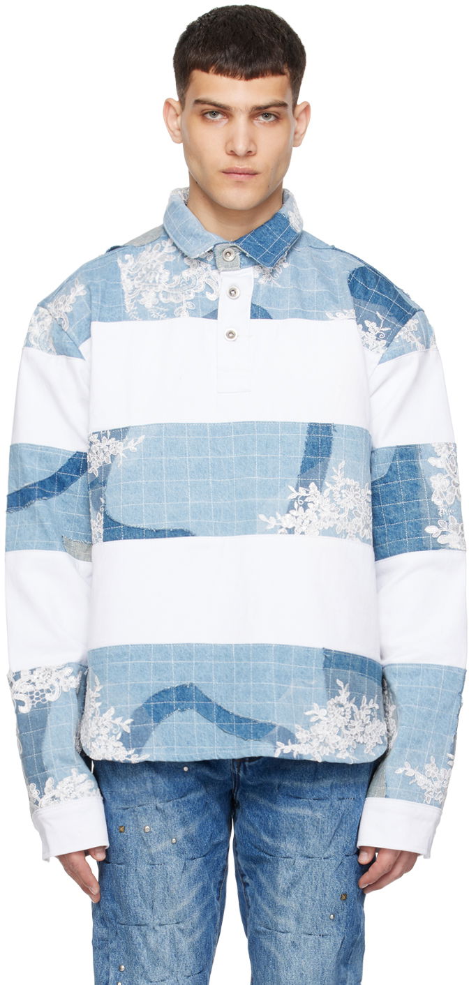Polo skjorte Who Decides War Lace-Trimmed Paneled Denim Long Sleeve Polo Flerfarvet | 1110390008SS24