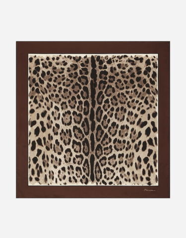 Tørklæde Dolce & Gabbana Leopard-print Twill Scarf 90x90 Brun | FN090RGDBYXH613M, 0