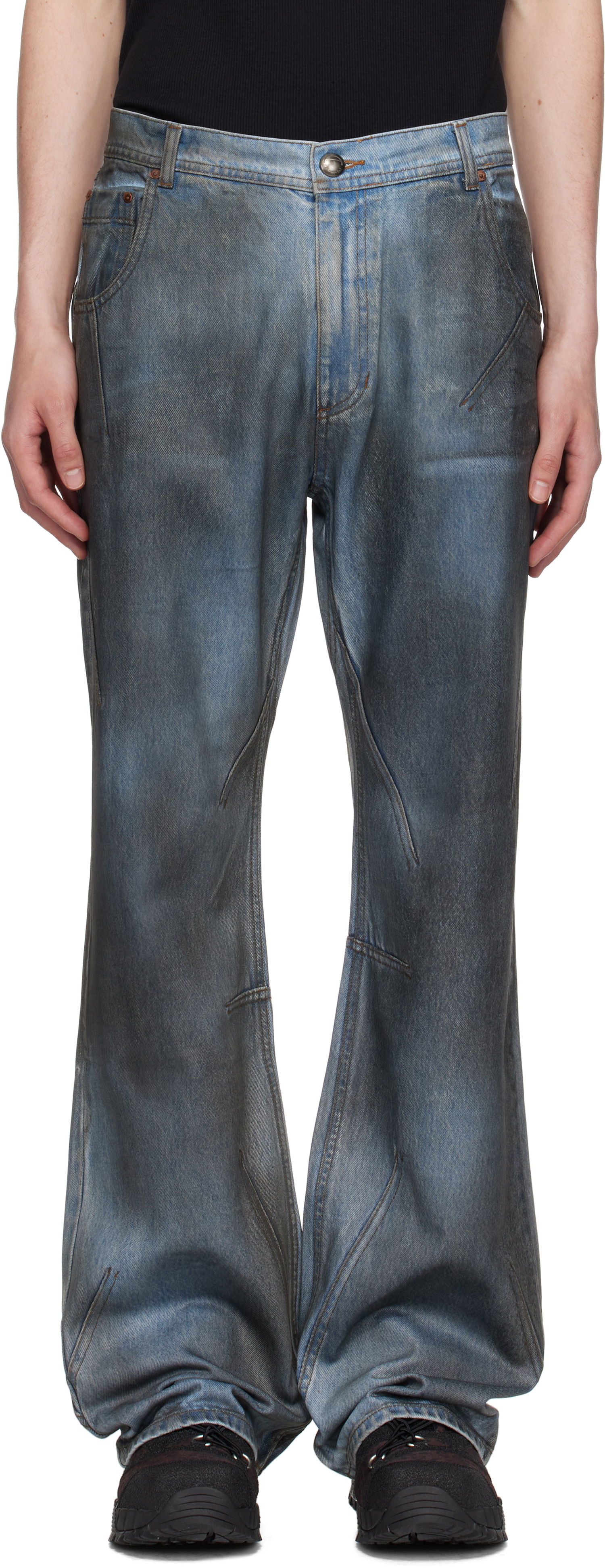 Jeans Andersson Bell Andersson Bell Dirty Spray Washed Wide Leg Jeans Blå | apa815m, 0
