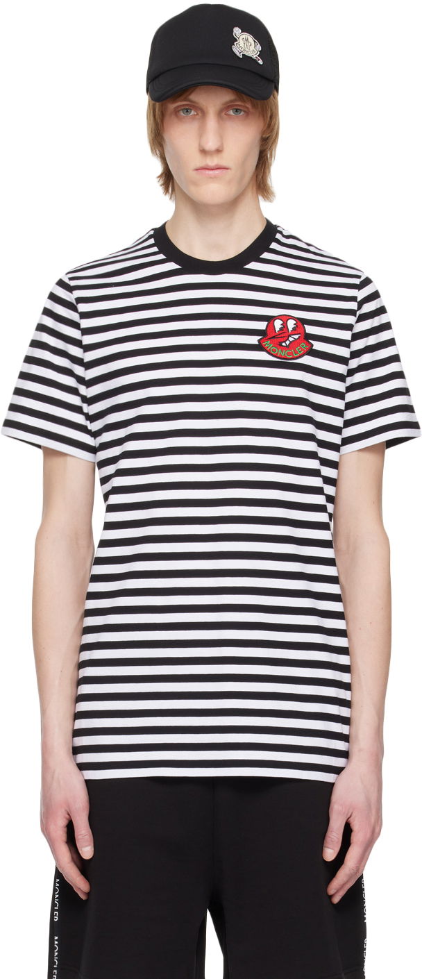 T-shirt Moncler Striped T-Shirt Sort | I10918C00037899ZF