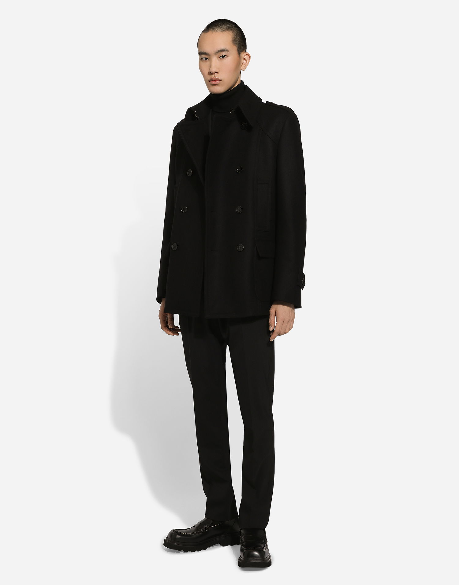 Frakker Dolce & Gabbana Dolce & Gabbana Double-breasted Wool-blend Pea Coat Sort | G046UTHUMT8N0000, 1