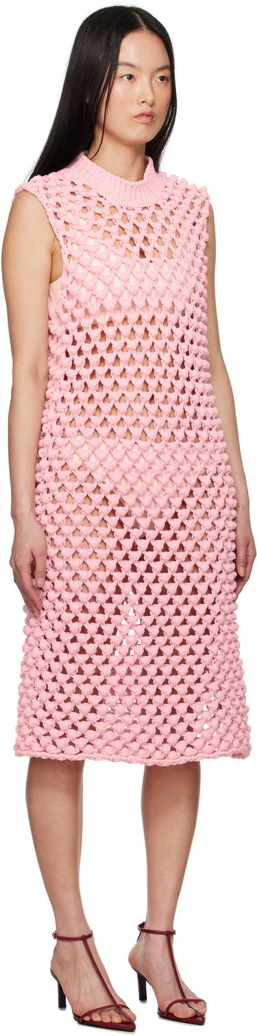 Kjole Jil Sander Jil Sander Sleeveless Crochet Midi Dress Lyserød | J02CT0491_J19157, 1