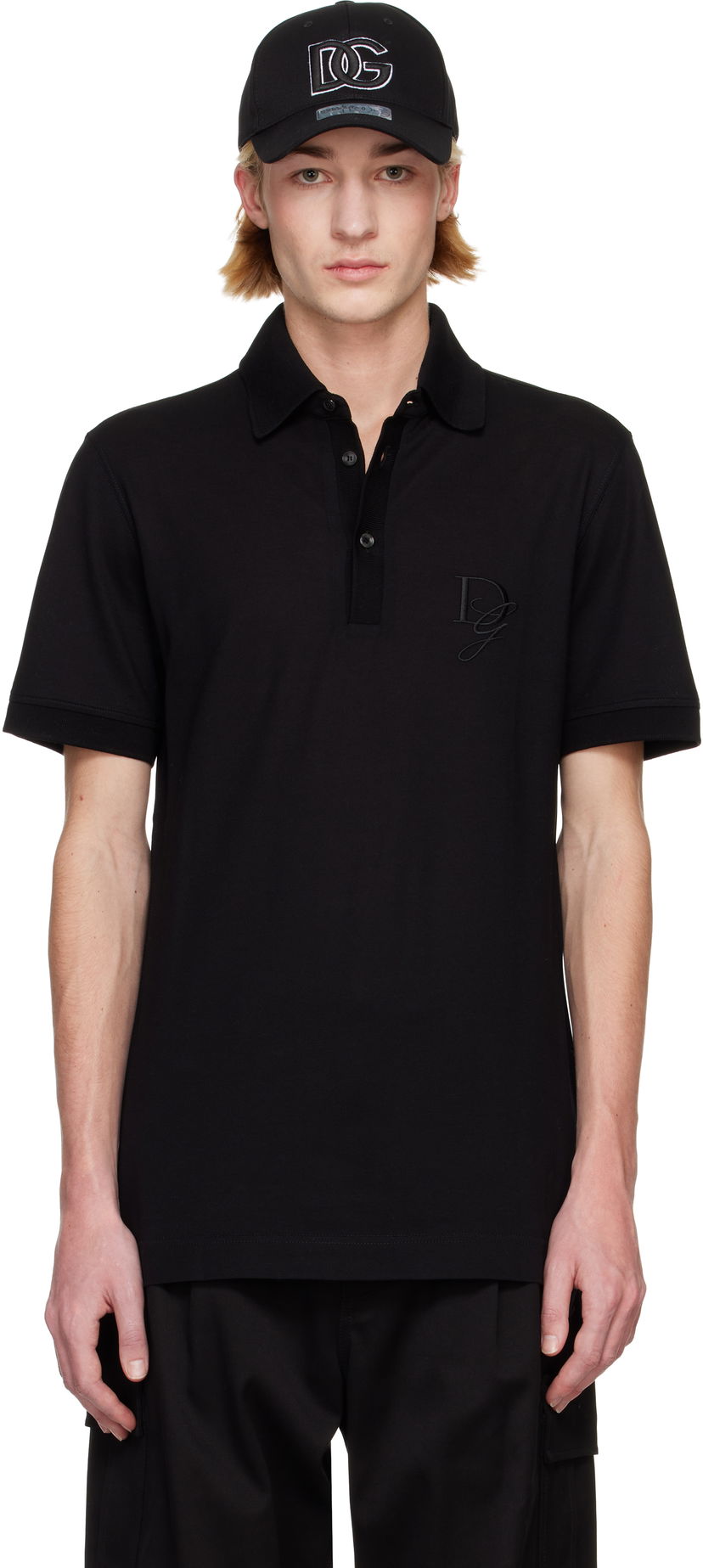 Polo skjorte Dolce & Gabbana DG Embroidery Polo Shirt Sort | G8SG0ZG7N4P