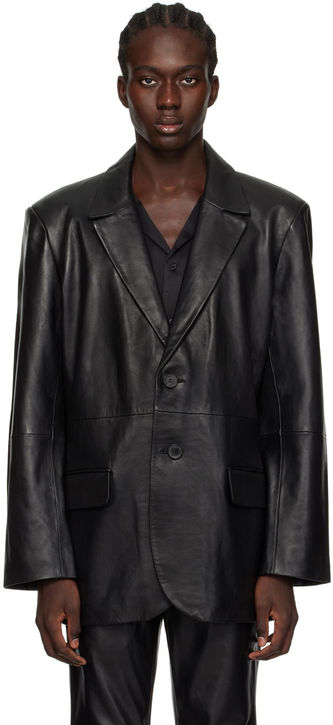 Frakker Won Hundred Osaka Leather Blazer Sort | 2741-16014