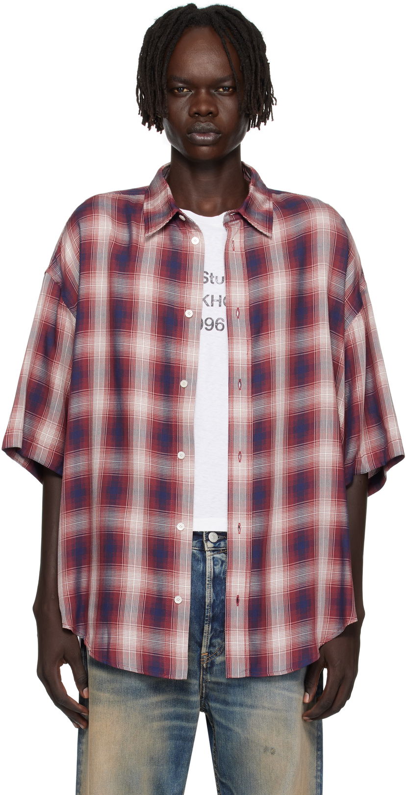 Skjorte Acne Studios Acne Studios Checked Button-Up Shirt Rød | CB0116-