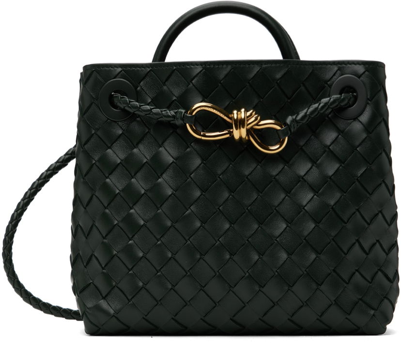 Skuldertaske Bottega Veneta Green Small Andiamo Top Handle Bag Sort | 766014 VCPP1