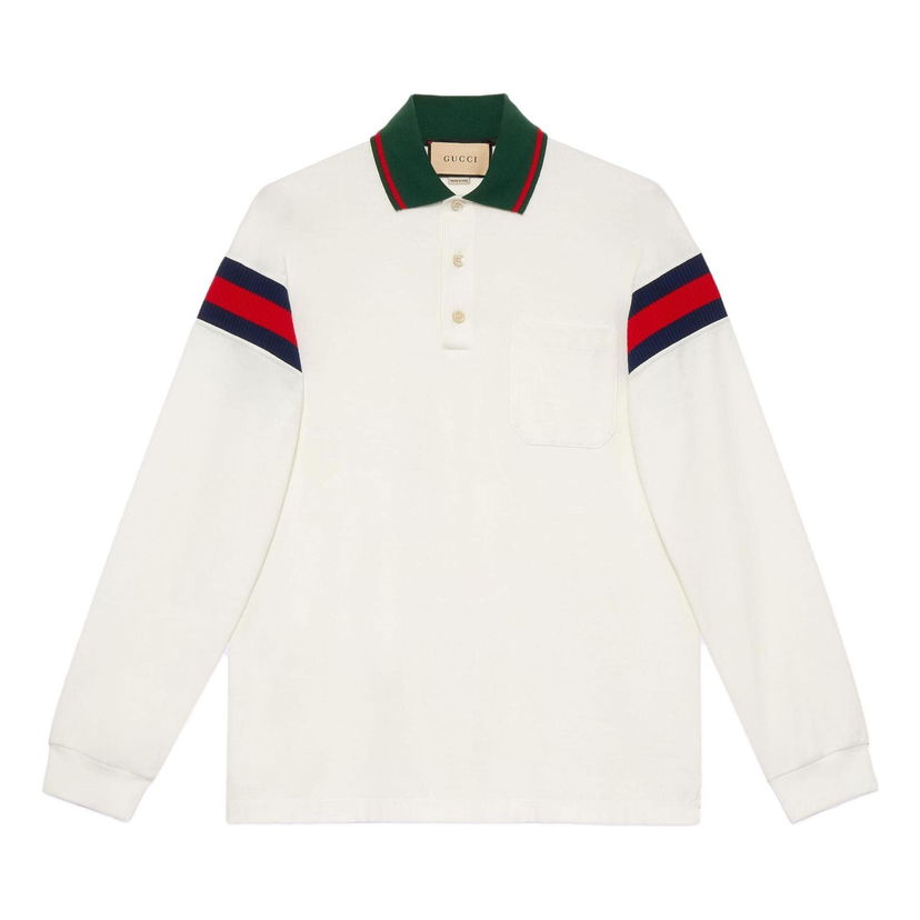 Polo skjorte Gucci Gucci Jersey Polo With Web Detail Hvid | 715268-XJETR-9088
