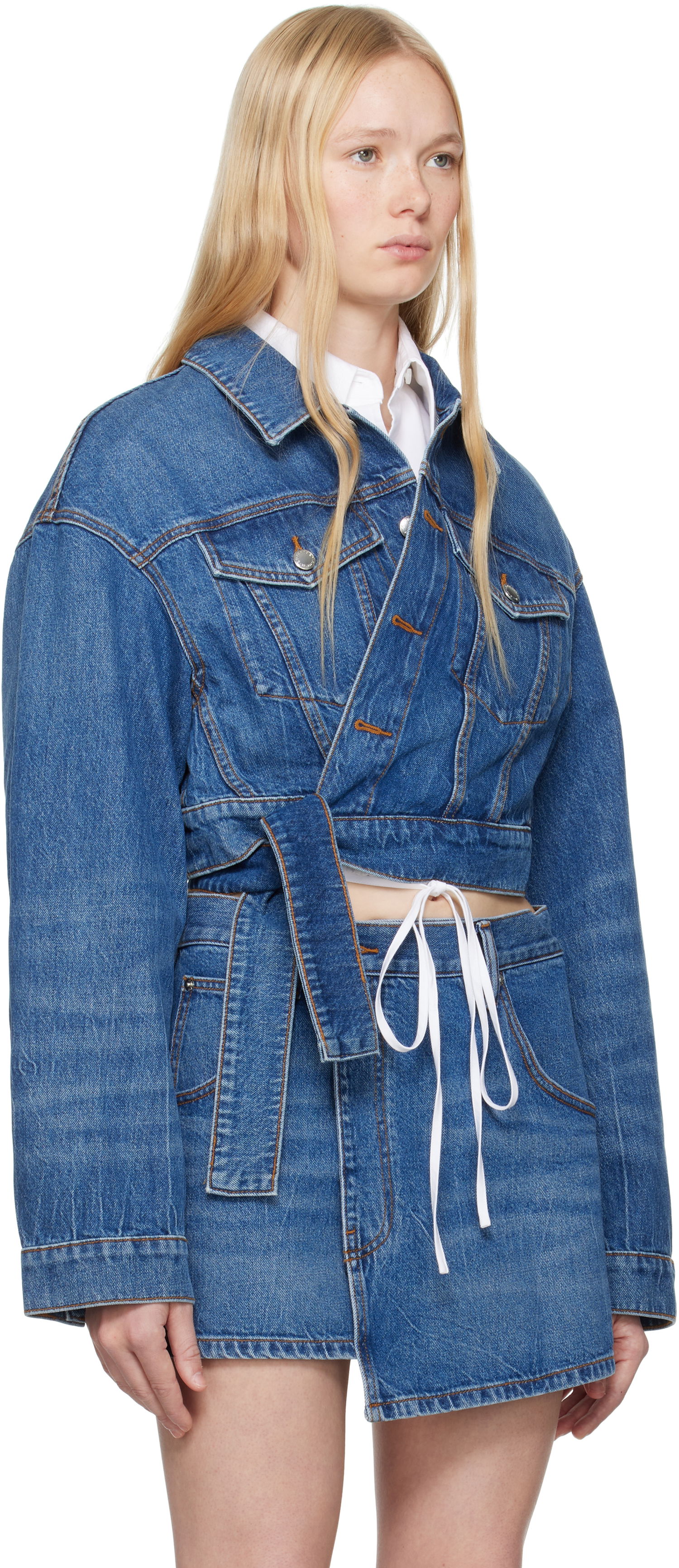 Jakke Alexander Wang Alexander Wang Regen Cotton Wrapped Denim Jacket Blå | 4DC2252676, 1