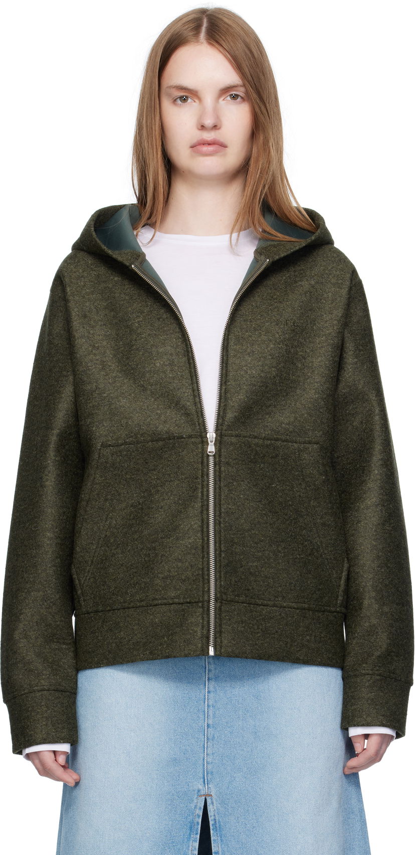 Sweatshirt A.P.C. A.P.C. Alvin Wool Zip-Up Hoodie Grøn | PSAFU-M27993