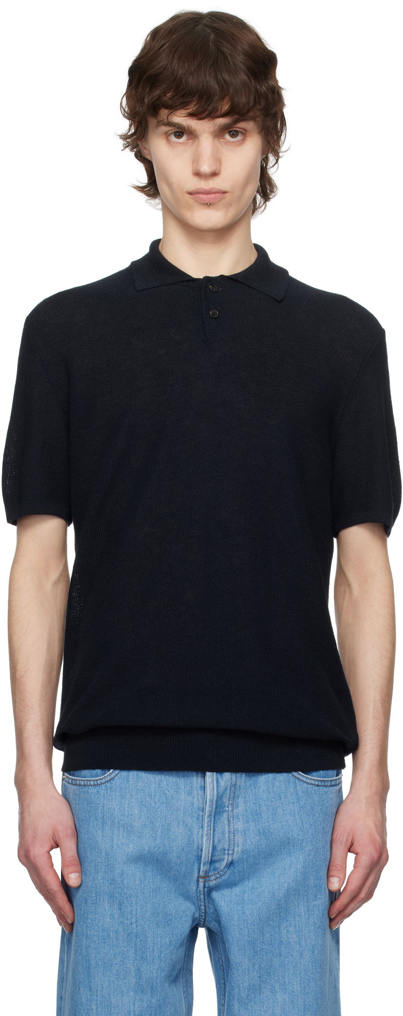 Polo skjorte A.P.C. A.P.C. Jay Knit Polo Shirt Mørkeblå | VIAJC-H23315