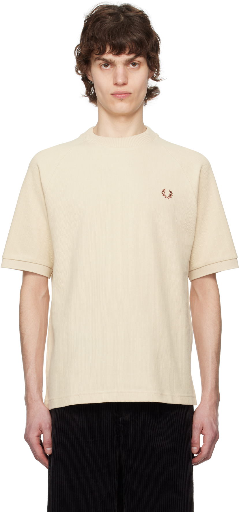T-shirt Fred Perry Fred Perry Ribbed Raglan Sleeve T-Shirt Beige | M8680
