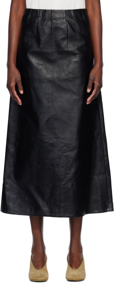 Nederdel Marni Marni A-Line Leather Maxi Skirt Sort | GOMX0729S0 ULA760, 0