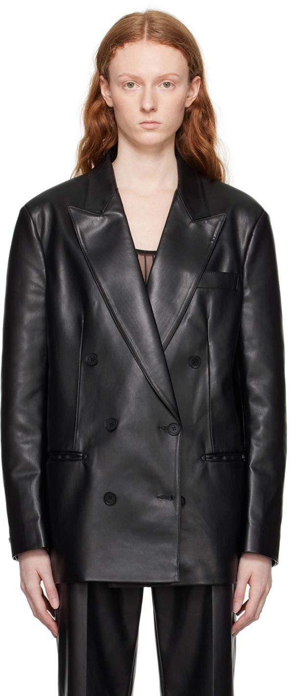 Jakke Stella McCartney Stella McCartney Oversized Faux-Leather Blazer Sort | 6500653BU393