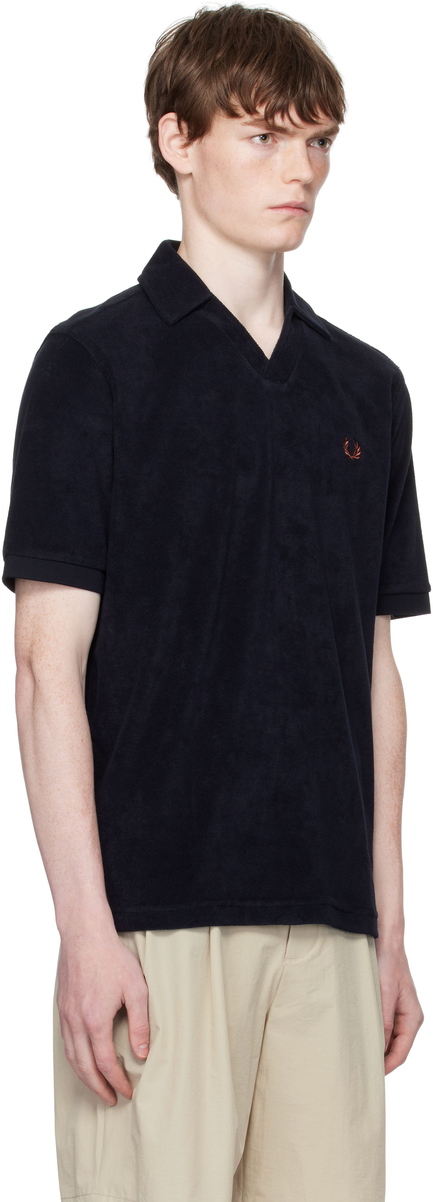 Polo skjorte Fred Perry Fred Perry Open Collar Towelling Polo Sort | M7830, 1