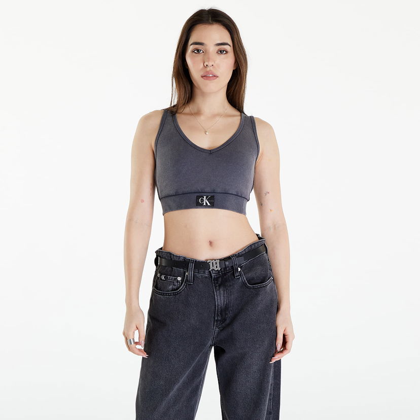 Tanktop CALVIN KLEIN Label Washed Rib Crop Top Grå | J20J223109 PT2