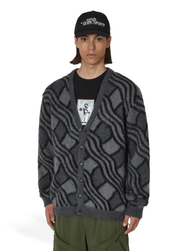 Sweater Awake NY Wavy Jacquard Mohair Cardigan Sort | AWK-SP23-KN001  CHA