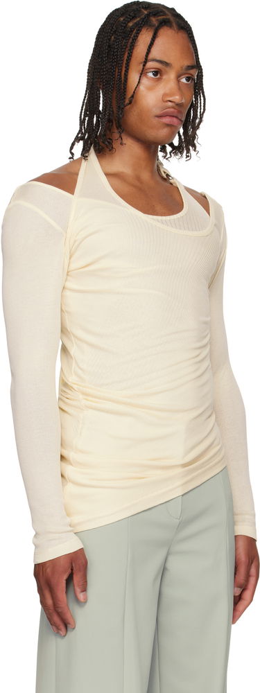 T-shirt Jean Paul Gaultier Jean Paul Gaultier 'Gaultier' Piercing Detail Long Sleeve Top Beige | 25/03-W-TO287-J000-03, 1