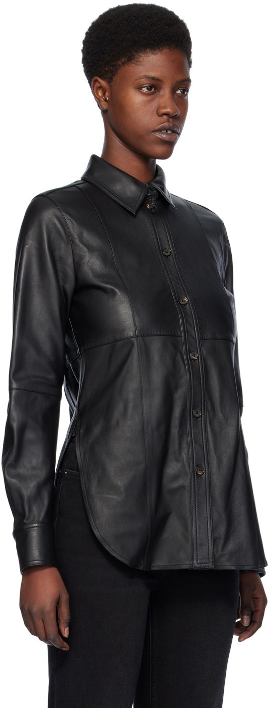 Skjorte TOTEME TOTEME Slim Leather Shirt Sort | 241-WRT1091-LE0021, 1