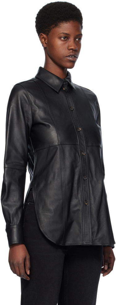 Skjorte TOTEME TOTEME Slim Leather Shirt Sort | 241-WRT1091-LE0021, 1