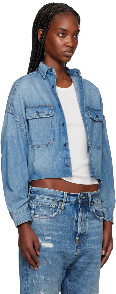 Skjorte R13 R13 Cropped Denim Shirt Blå | R13W3163 243, 4