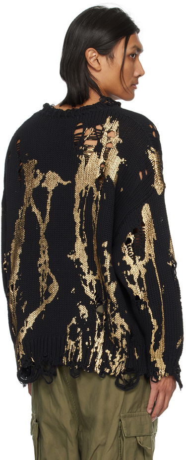Sweater R13 R13 Printed Distressed Sweater Sort | R13WY197-Y126B, 2