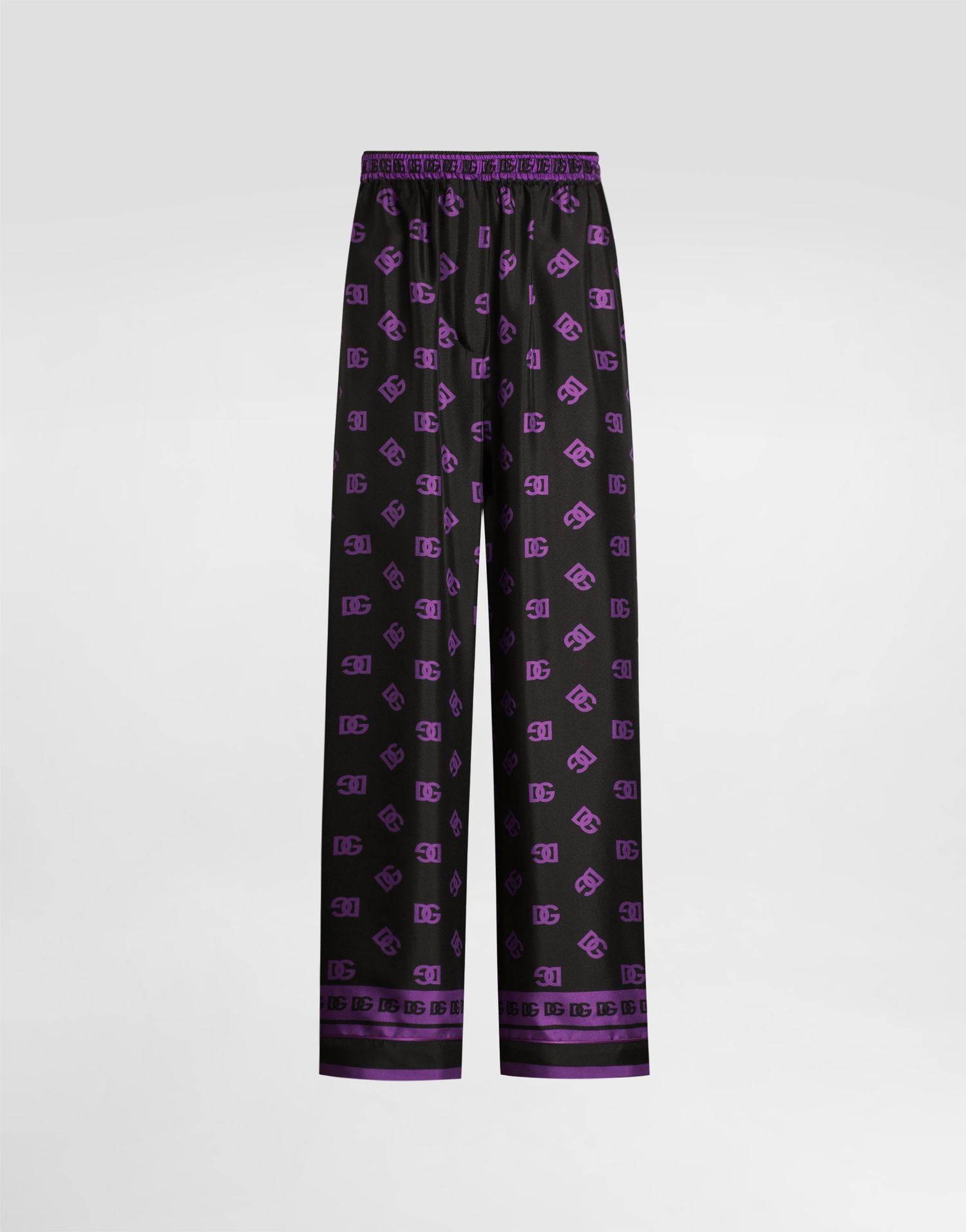 Bukser Dolce & Gabbana Dolce & Gabbana Silk Vanity Pants with DG Logo Print Sort | FTAMPTHI1Z7HN9BP, 0