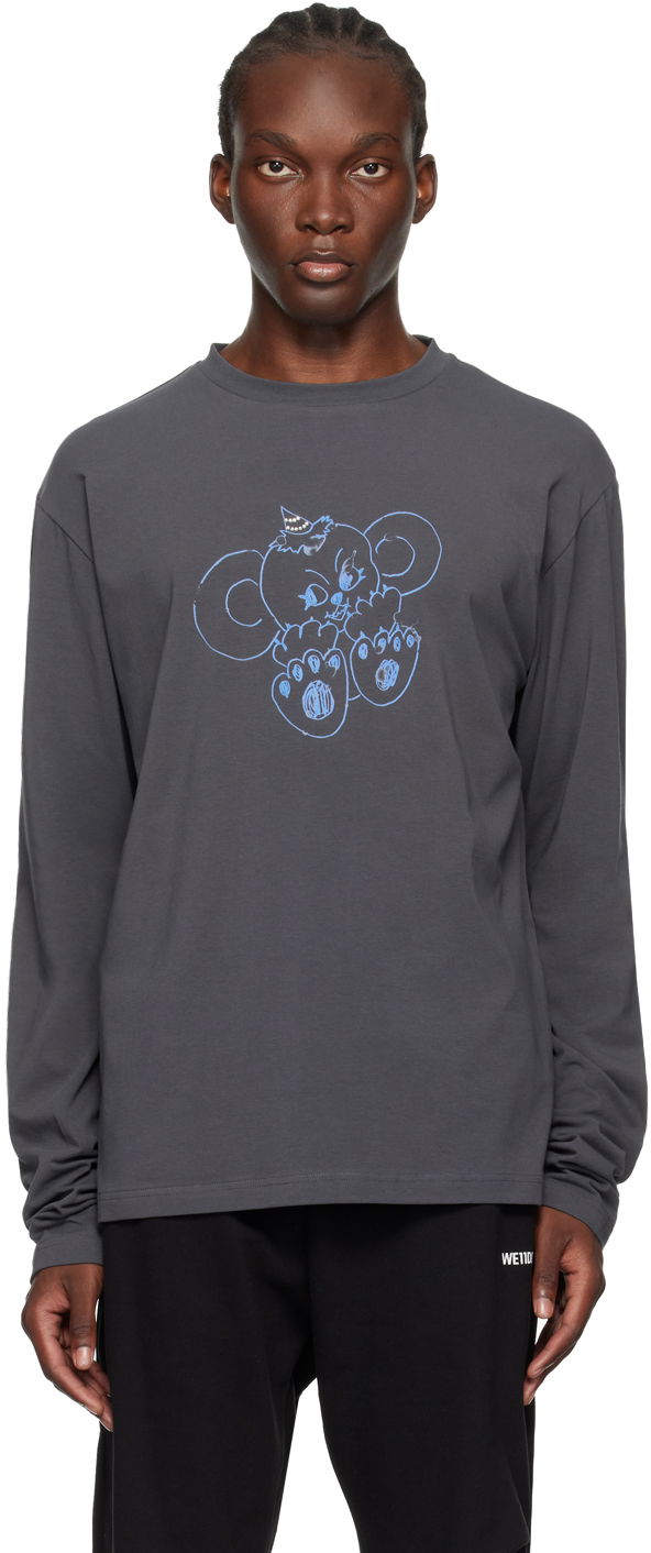 T-shirt We11done Monster Long Sleeve Graphic T-Shirt Grå | WD-TT2-24-757-U-CH, 0