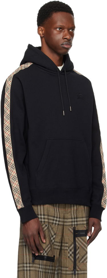 Sweatshirt Burberry Burberry Check Tape Hoodie Sort | 8110789, 1