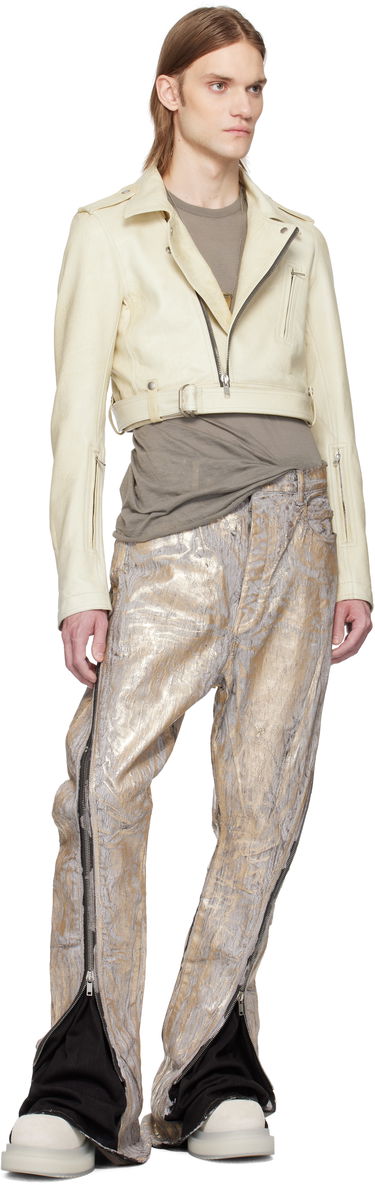 Jakke Rick Owens Rick Owens Hollywood Cropped Stooges Leather Jacket Hvid | RR01E5707 LBH, 3