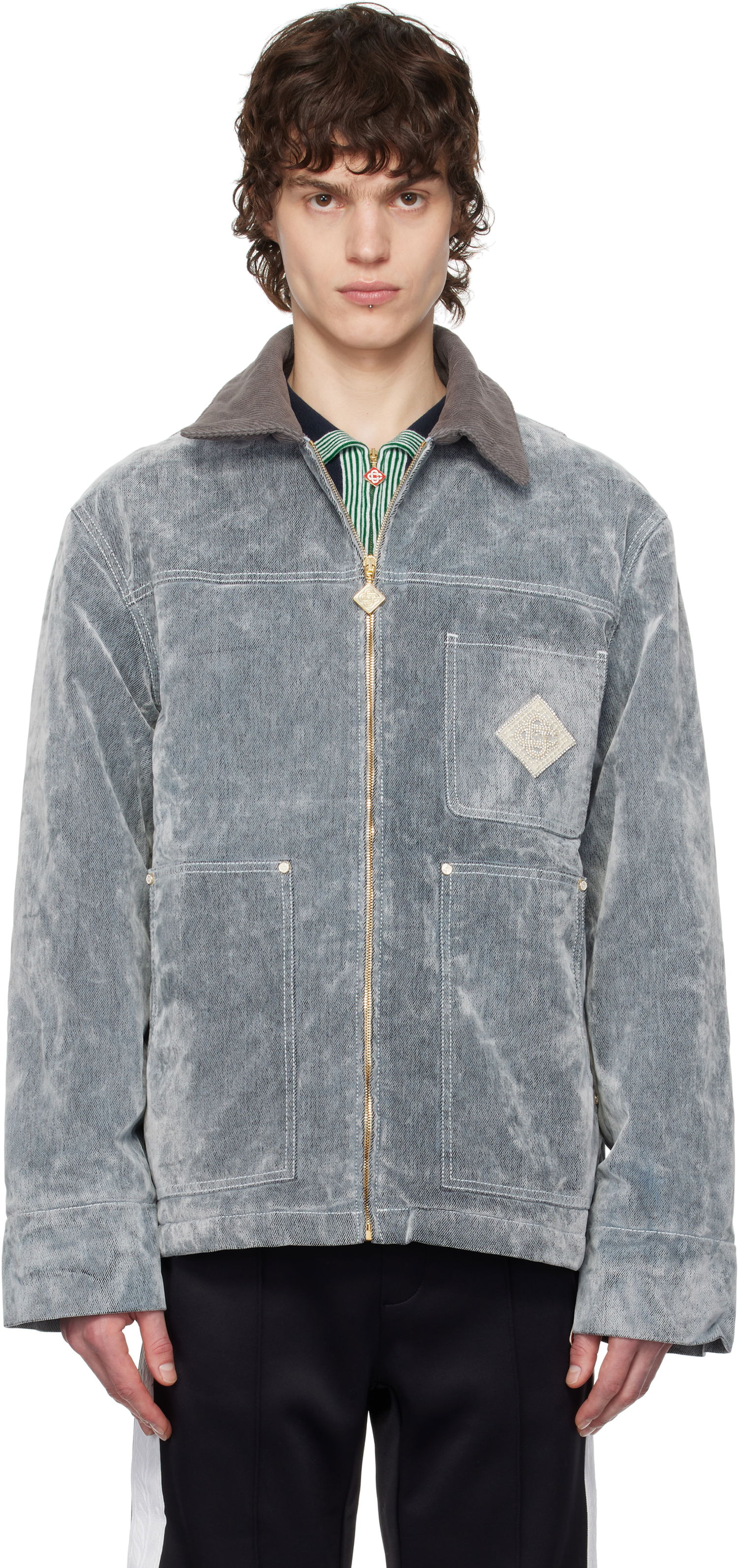 Jakke Casablanca Casablanca Peach Texture Jacket Grå | MPS25-JK-335-01, 0