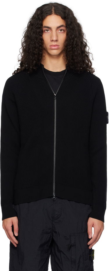 Sweater Stone Island Full Rib RWS Wool Zip-Up Jacket Sort | 8115519C2, 0