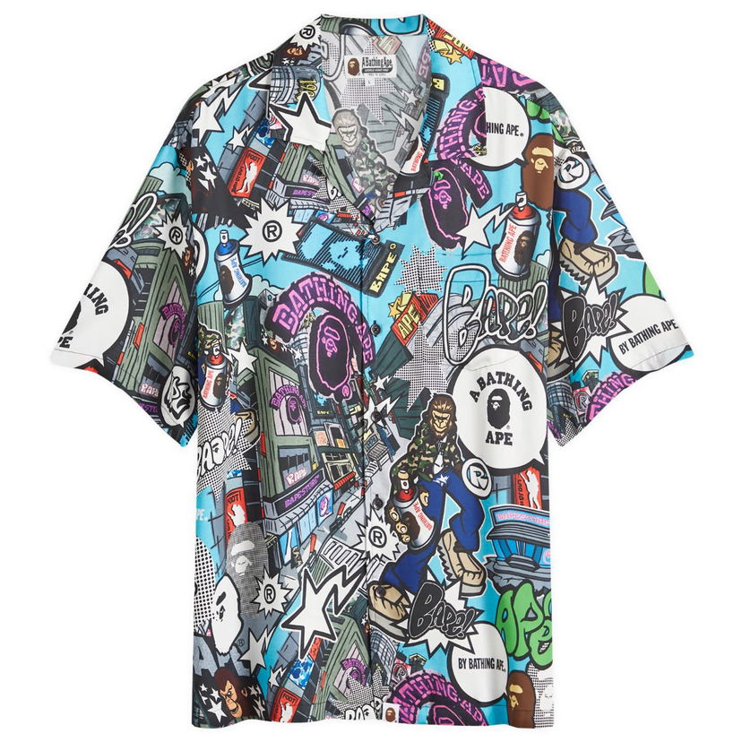 Skjorte BAPE A Bathing Ape Comic Art Vacation Shirt Flerfarvet | 001SRK301304M-WHT