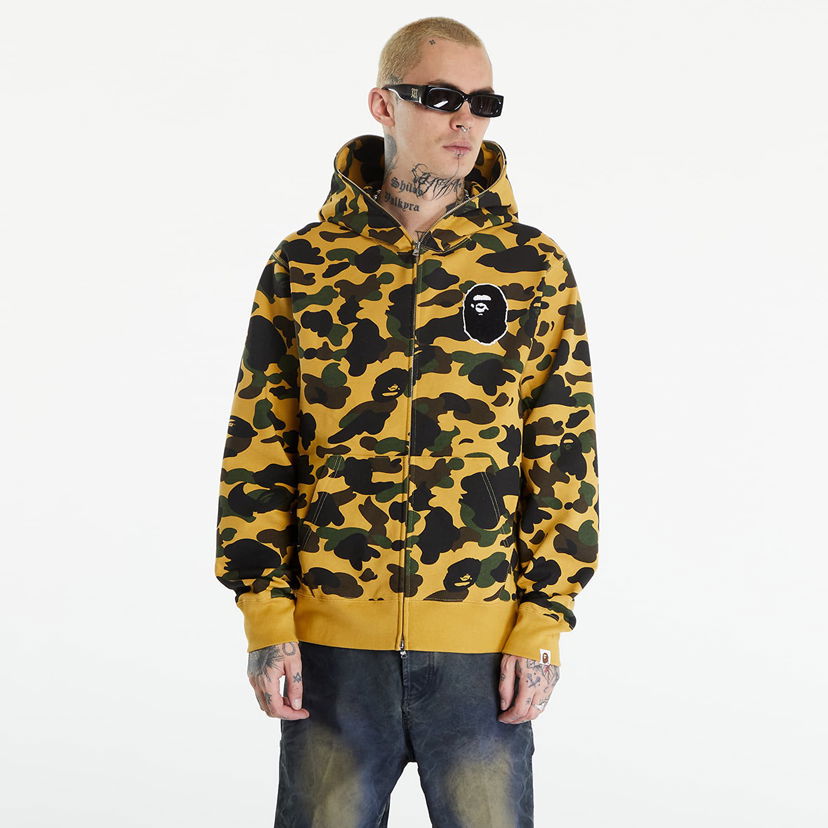 Sweatshirt BAPE A BATHING APE 1St Camo Full Zip Hoodie Yellow Gul | 001ZPK301004M YEL