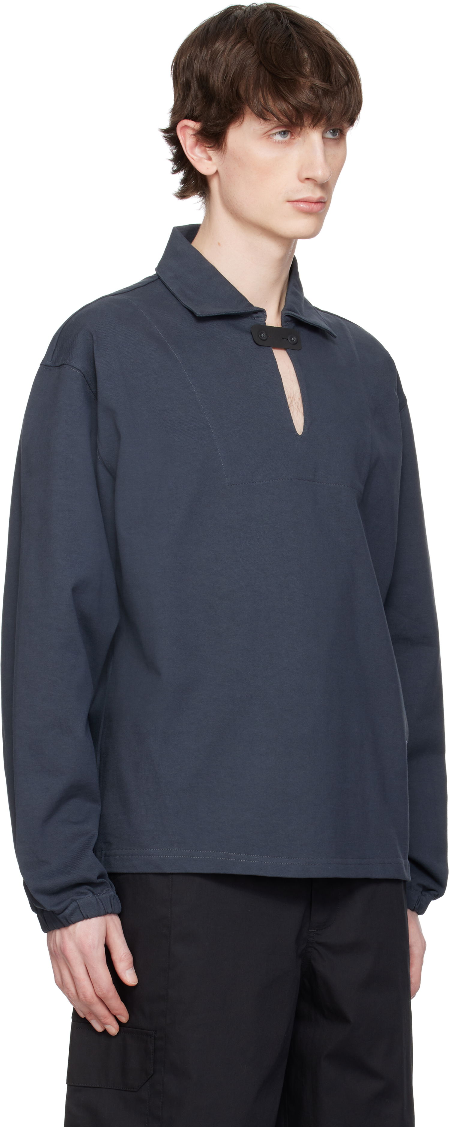 Sweater GR10K GR10K Jersey Midlayer Polo Blå | BG824120EH, 1