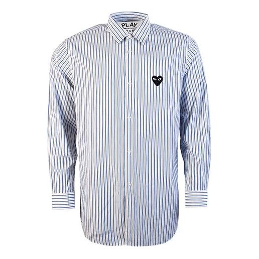 Skjorte Comme des Garçons Striped Shirt with Black Emblem Hvid | AZ-B006-051-1, 0