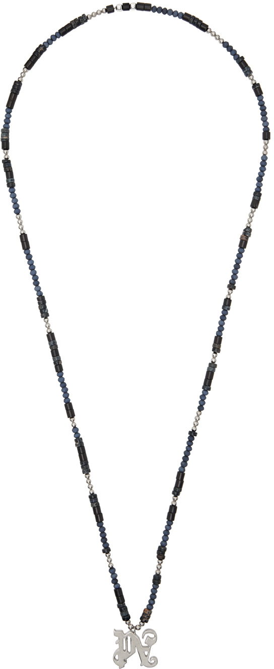 Halskæde Palm Angels Navy 'PA' Monogram Necklace Mørkeblå | PMOB122F24MAT0011072