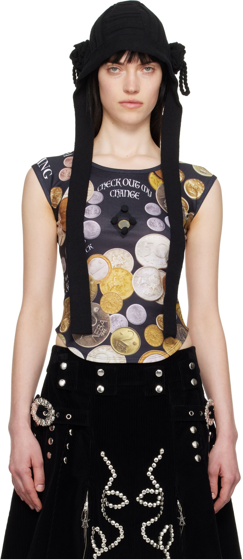 Nederdel Chopova Lowena Chopova Lowena Angelica Coin Print Short Sleeve Top Sort | 2302