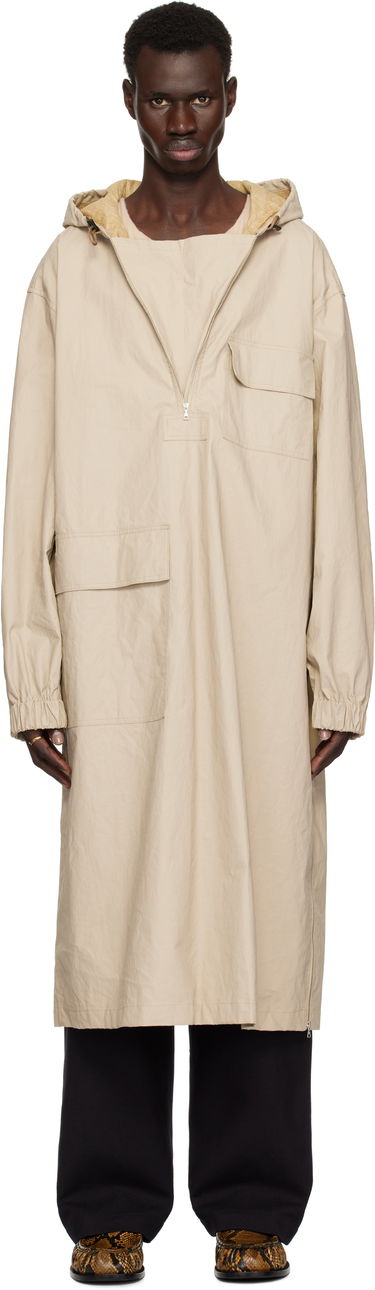 Regnfrakke Dries Van Noten Dries Van Noten Half-Zip Hooded Coat Beige | 251-020508-1285, 0