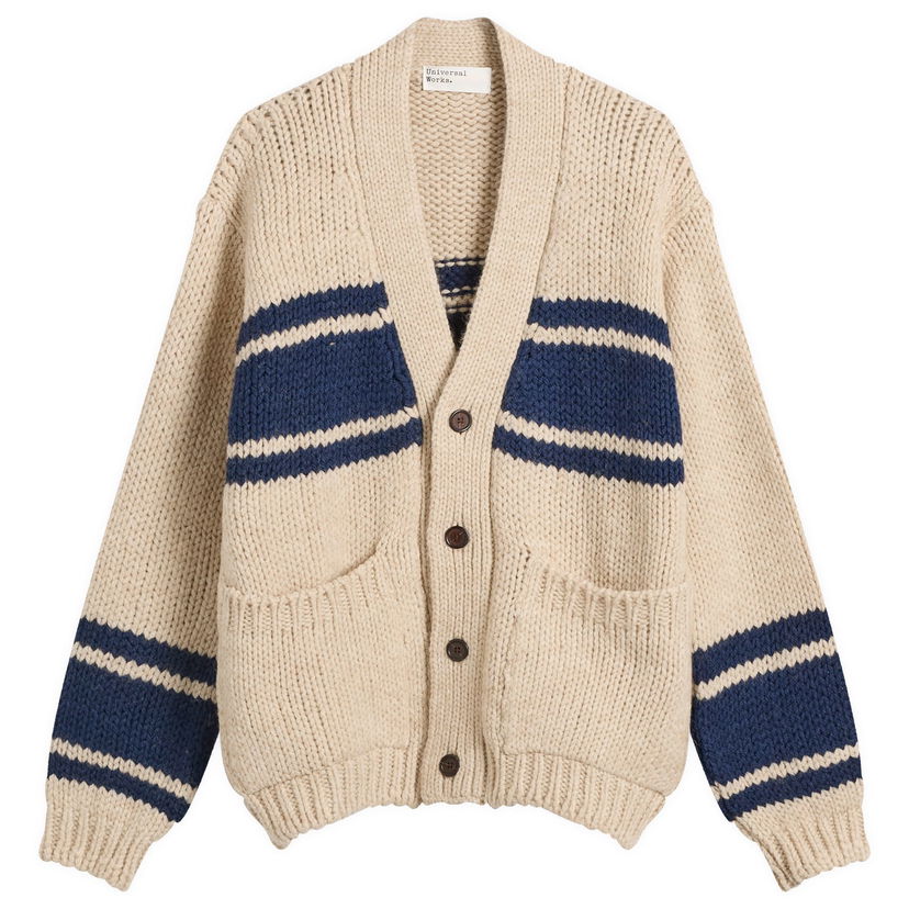 Sweater Universal Works Universal Works Langdale Chunky Knit Cardigan Beige | 33479-SND