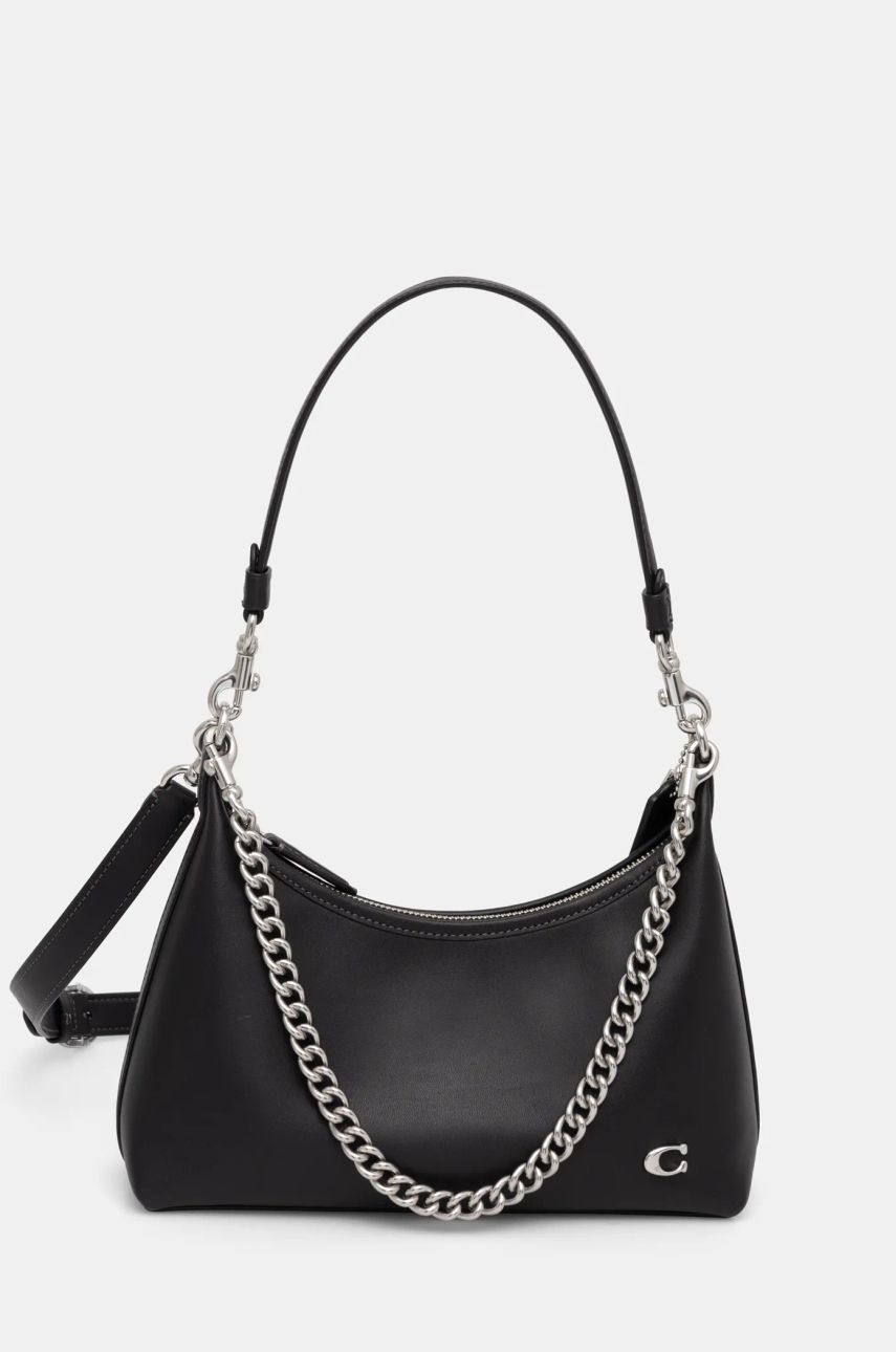 Skuldertaske Coach Leather Shoulder Bag with Chain Strap Sort | CW640, 0